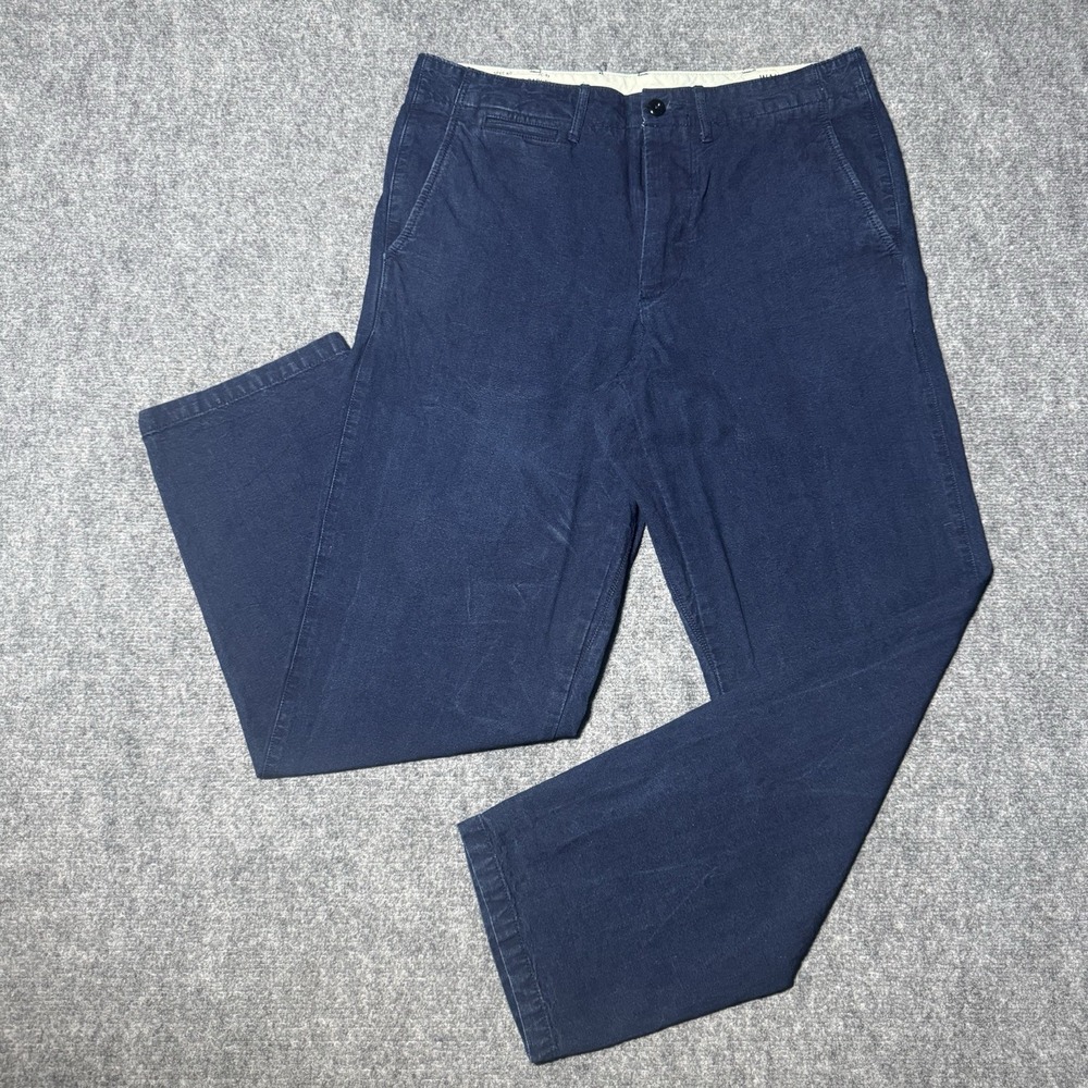 Wallace & Barnes Officers Chino Pants Men 34x30.5 Cotton Field Trouser Navy Blue